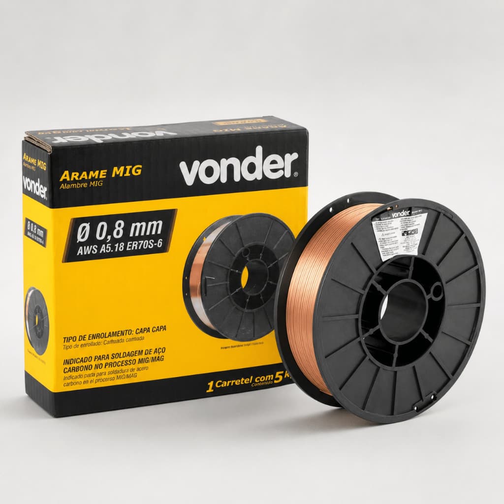 Arame Solda Mig 0.8mm Carretel Com 5kg Uso Com Gás Vonder Ferramenta soldador adaptador