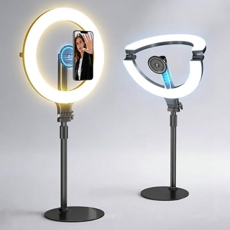 NiceVeedi Ring Light Anel De Luz De Mesa Magnética De 10.2 Polegadas Com Suporte , Recarregável De 5000mAh Para Telefone