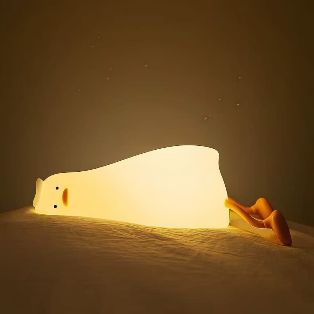 Luminária Noturna De Silicone De Patinho Fofo Recarregável Lâmpada Noturna Abajur Silicone Toque Touch