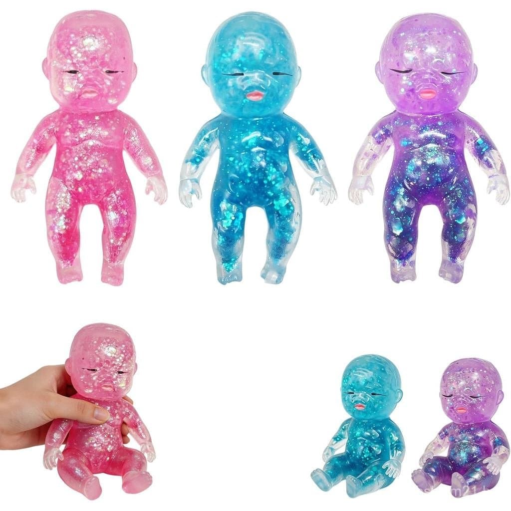 3 Peças de Bonecas Brilhantes Squishies Antiestresse, Bonecas Fofas de Subida Lenta para Alívio do Estresse, Bonecas Bri