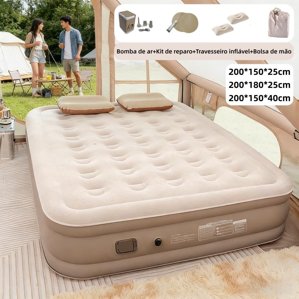 Colchão Inflável Queen Casal Cama De Campanha Bomba Inflável Com Bateria De Lítio Integrada 200*150*40cm