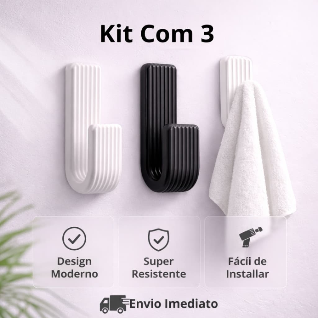 Gancho de Parede Multiuso Premium–Suporte para Toalha, Roupas e Acessórios Design ModernoeResistente