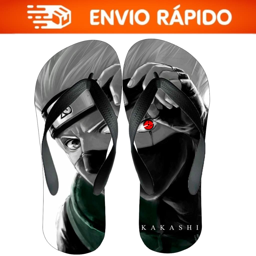 Chinelo Kakashi Hatake Naruto Personalizado Adulto e Infantil Estampado Anime Ninja Confortável Unissex Tamanhos 24 ao 4