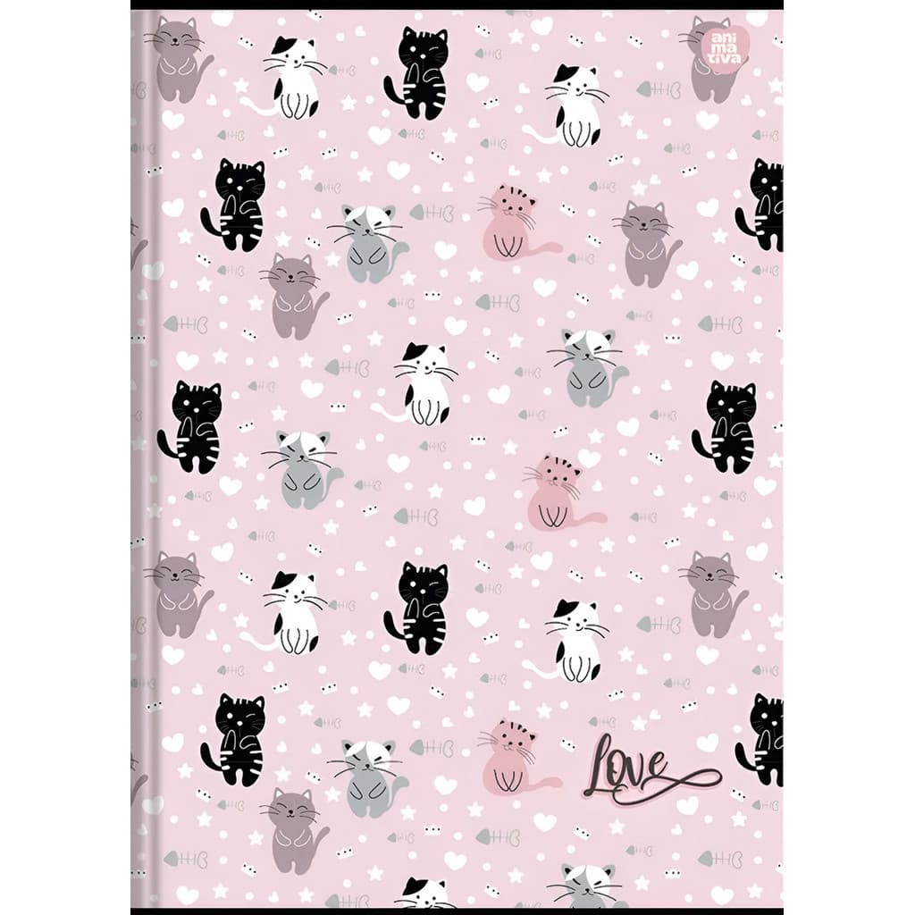 Caderno Brochurao Love Animativa 80fls 1 Mat Escolar C Dura Modelo 1 Gato