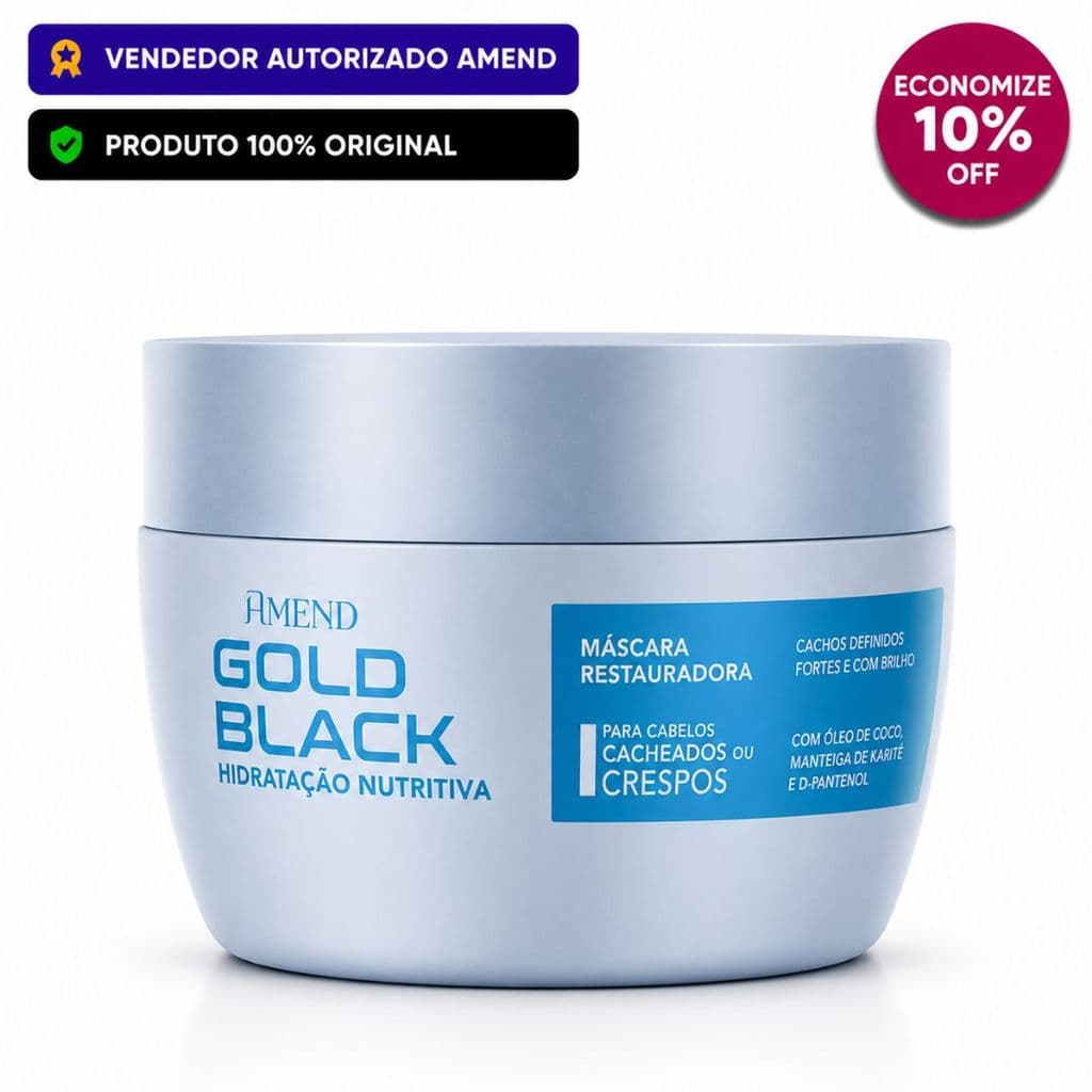 Máscara Restauradora Gold Black Hidratação Nutritiva 250ml Amend