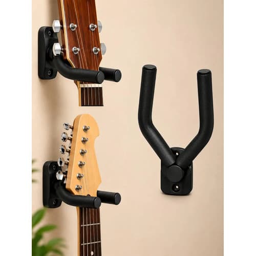 Suporte De Parede Violão Guitarra Violino Ukulele Parafusos Preto