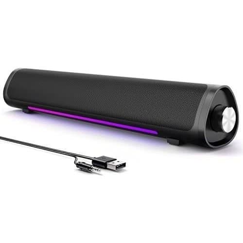 Caixas de Som para Computador de Mesa, Barra de Som para PC Gamer, Plug and Play - Alimentação USB com Áudio de 3,5mm, I