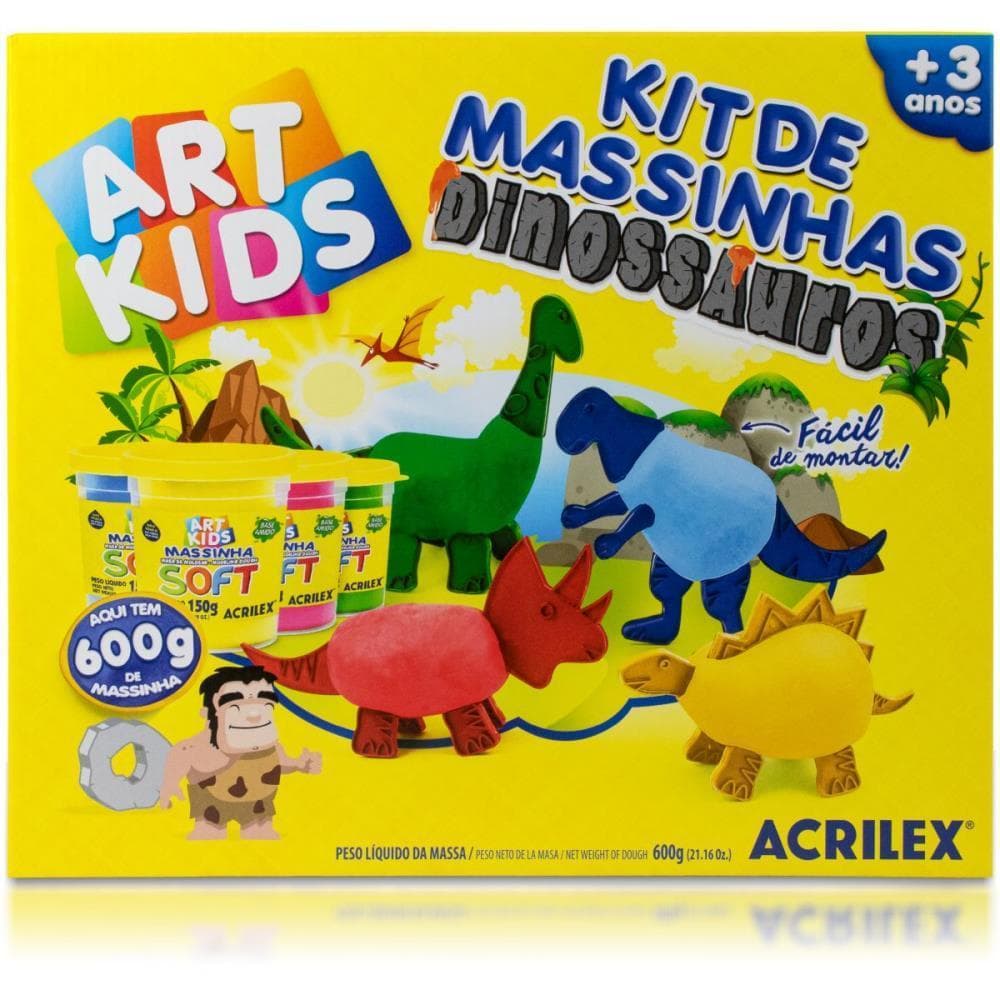 Massa para Modelar Criativa ART KIDS Dinossauro Familia