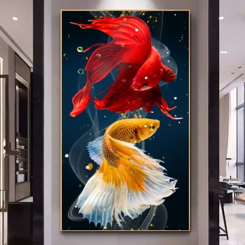 Lucky Koi ponto cruz próprio bordado 2026 sala de estar bordado completo linha simples bordado entrada vermelho peixe da