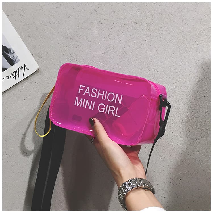 Bolsa transparente transparente 2025 verão novo estilo na moda doce cor geléia saco estudante Diagonal bolsa de ombro