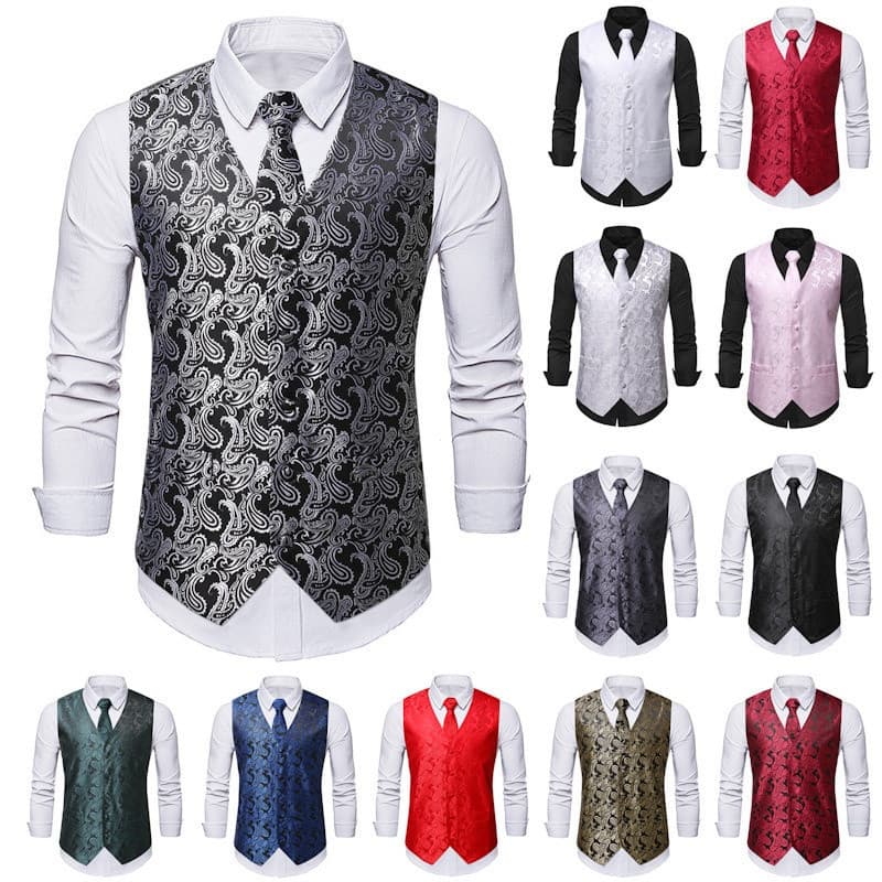 Colete Formal Masculino de Luxo Vintage Slim Fit, Adequado para Casamentos, Banquetes e Ocasiões de Negócios FQPX R0ZH