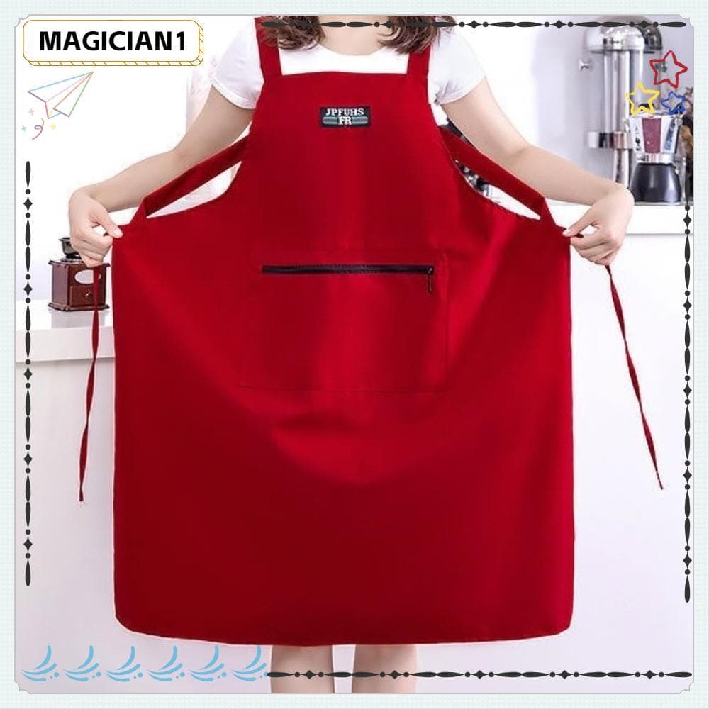 Avental De Cozinha MAGICIAN , Roupas De Trabalho Respiráveis Impermeáveis , Aventais De Cozimento De Cor Sólida Com Bols