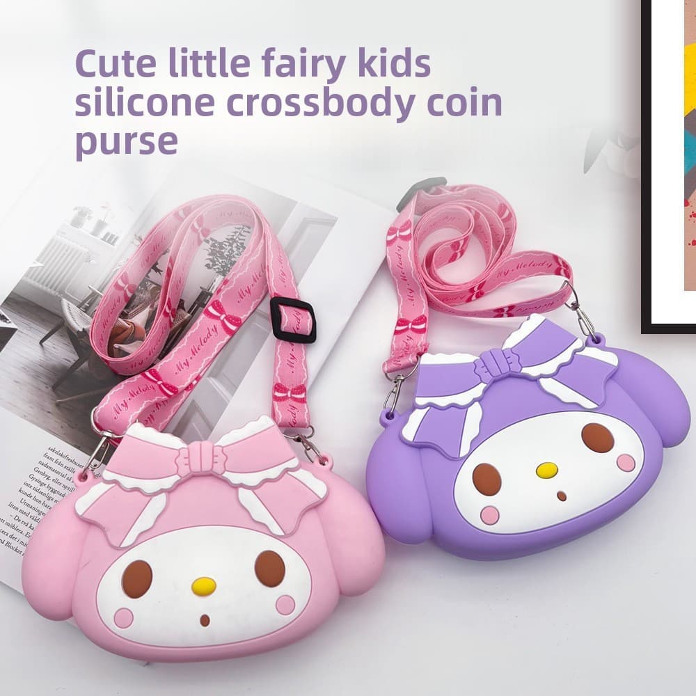 Bolsa mensageiro infantil Material de Silicone desenho animado moda menina bolsa de armazenamento