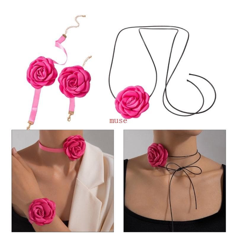 muse Moda Flor Colar Pulseira Clavícula Corrente Rendas Até Gargantilhas Elegante Festa Jóias