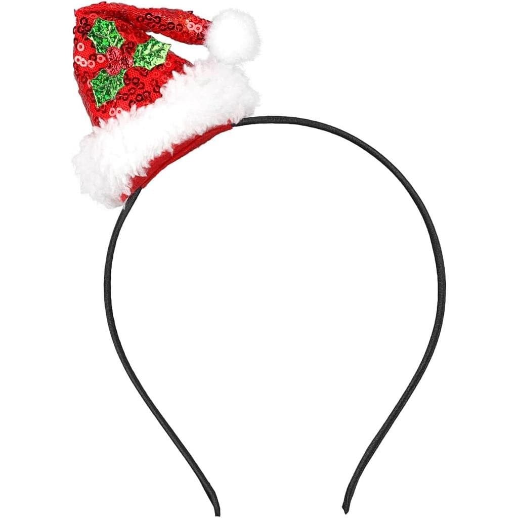 Tiara de Papai Noel com Lantejoulas Vermelhas para Mulheres, Tiara de Natal com Design de Folhas de Azevinho e, A