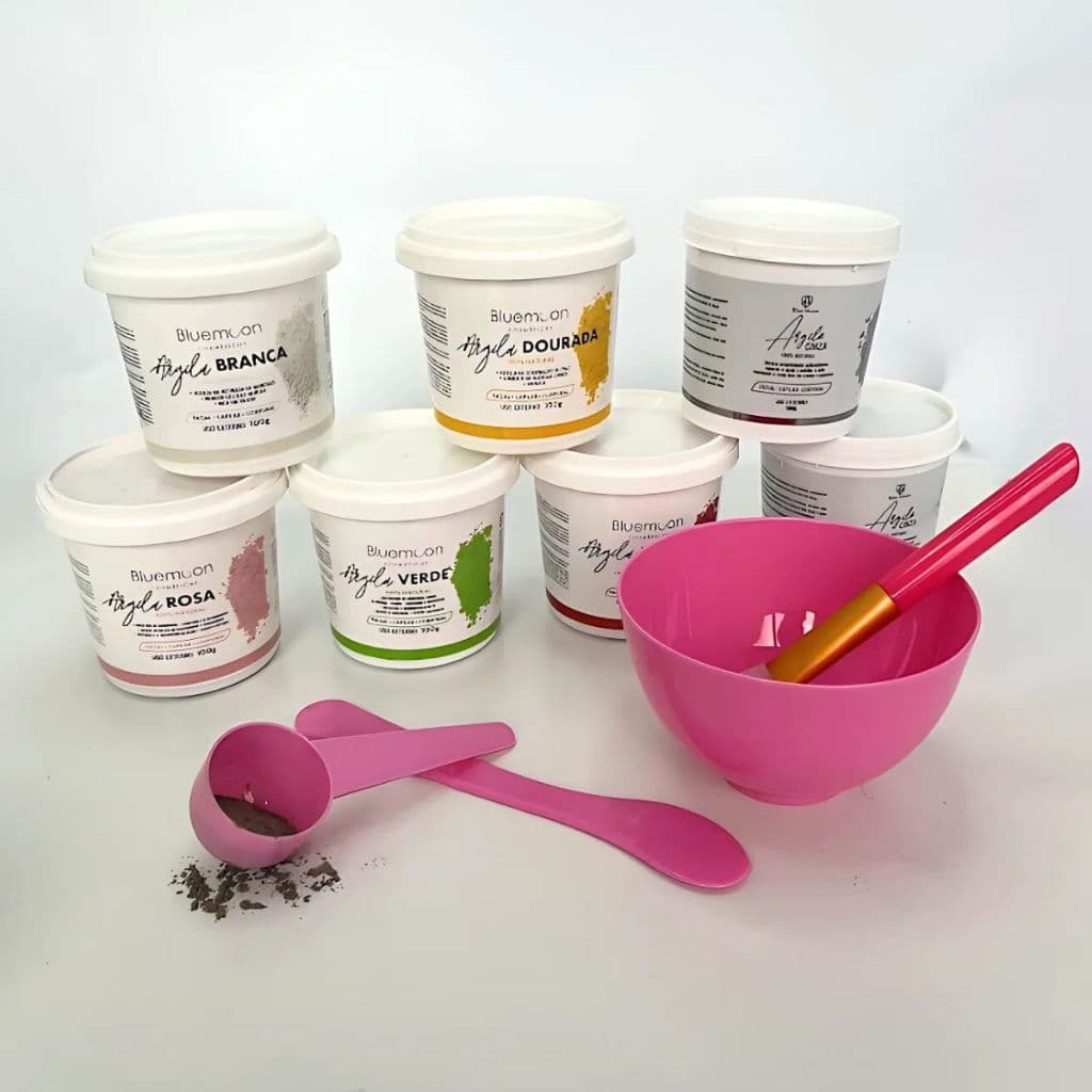 Kit Com Argila Facial Pote + Espatula Pantenol Skin Care Hidratação Cuidados Faciais Descoloração