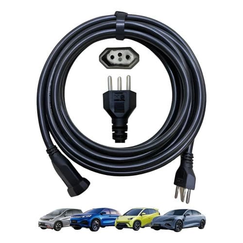 Extensao Reforcada 5m 20a De Carregador Byd Gwm Geely Haval Preto 127/220v