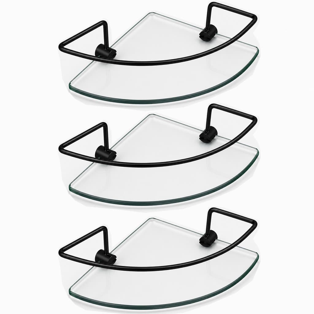 Porta Shampoo Para Banheiro Suporte De Vidro 6mm Incolor Canto Cristal Anti Ferrugem KIT 03 UN