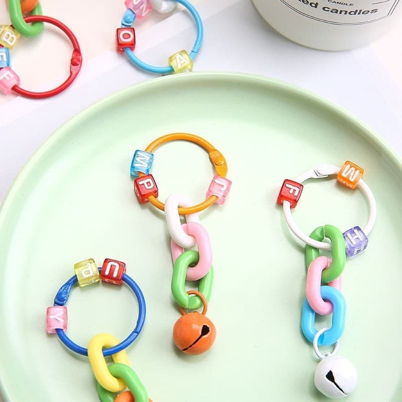 Chaveiro colorido e moderno, pingente criativo com fivela de corrente, anel para cartão DIY de 30mm, acessório de moda p
