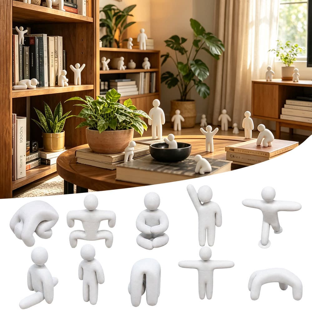 Conjunto De Mini Estatueta Humana 3D Em Branco , Ornamento De Decoração De Figura Pequena Branca Pintável