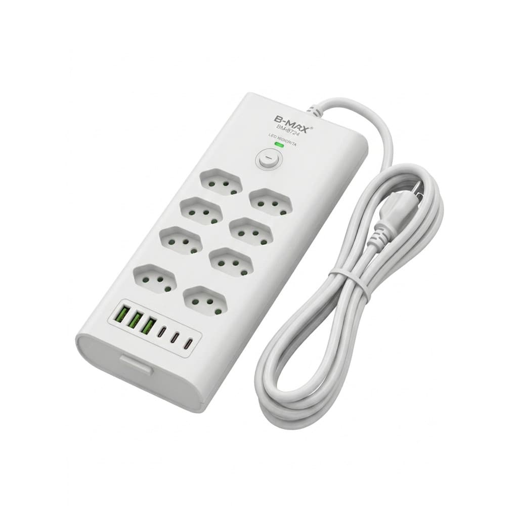 Extensão Filtro 8 Tomadas 10A 16A 20A  + 3 Usb + 3 Usb-c ...