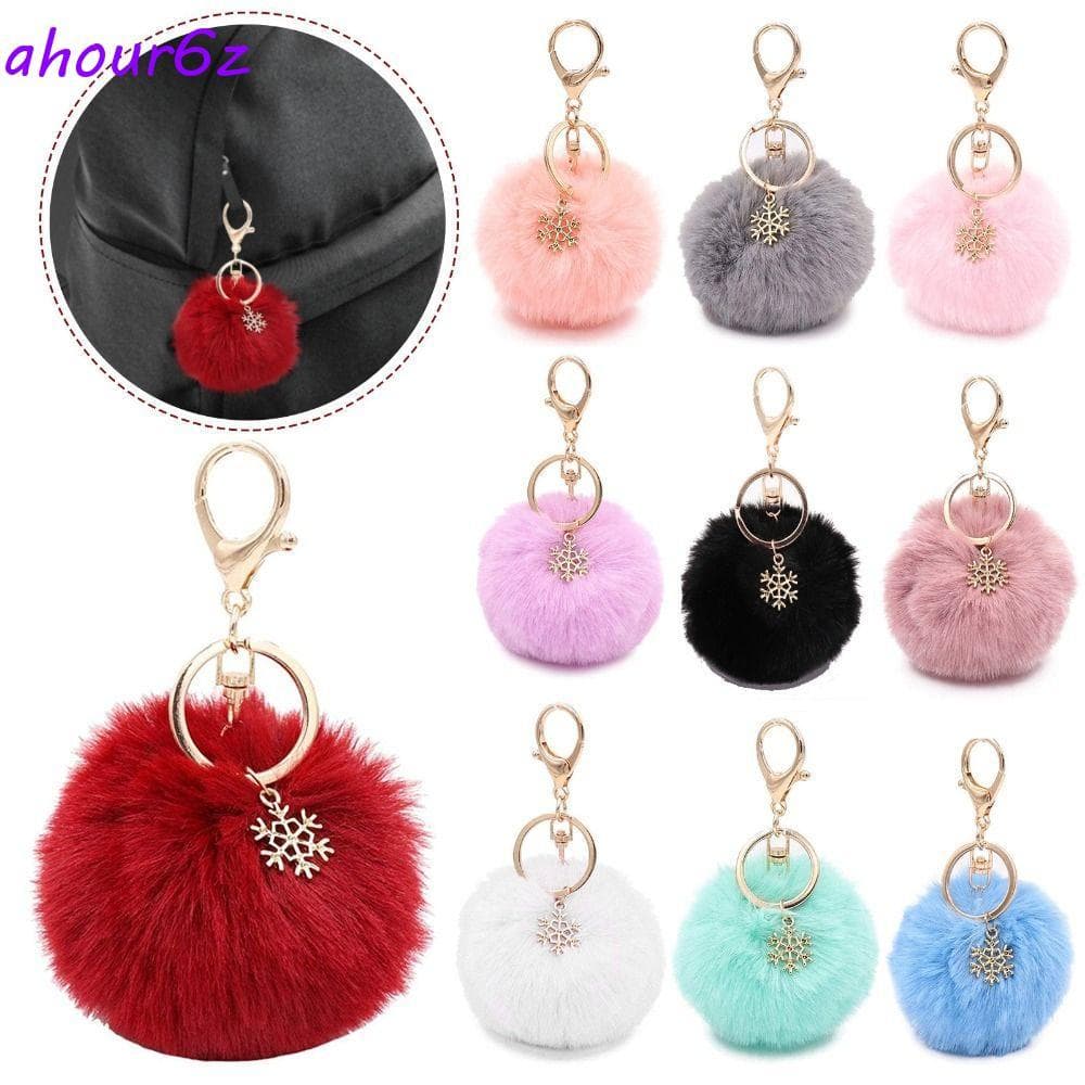 Chaveiro De Bola De Pele AHOURZ , Pingente De Pompom De 21 Cores , Mochila Fofa De Pelúcia De 8 Cm