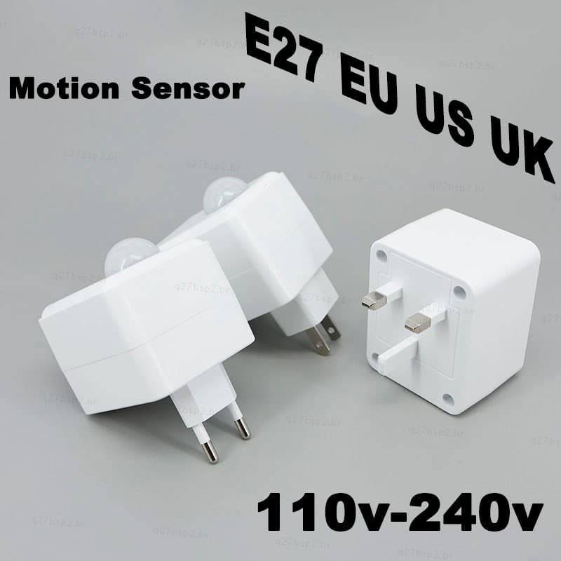 Adaptador De Luz Com Sensor De Movimento E27 AC 110V-240V Auto On/Off PIR Suporte De Lâmpada Tomada Ajustável Ue/Eua/Rei