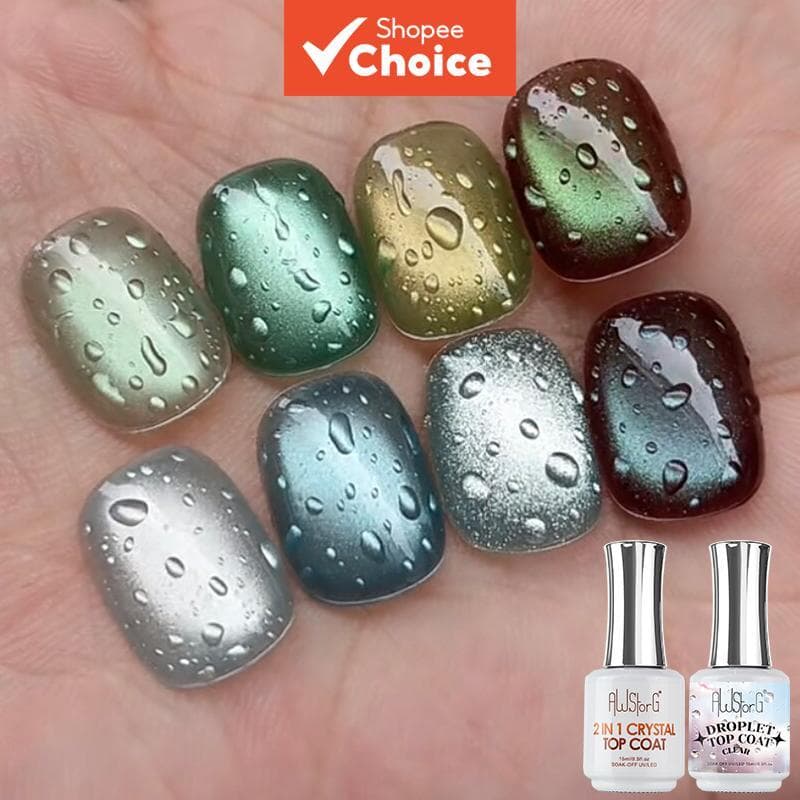 2 peças de 15ml de top coat 2 em 1 de cristal e top coat com efeito bolha de água para acabamento brilhante com imersão