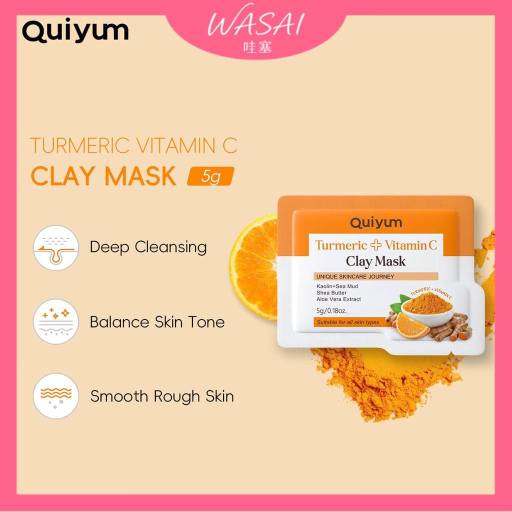 [Venda quente] Folha de máscara QUIYUM Cúrcuma Vitamina c Folha de limpeza hidratante 5g Produtos para cuidados com a pe