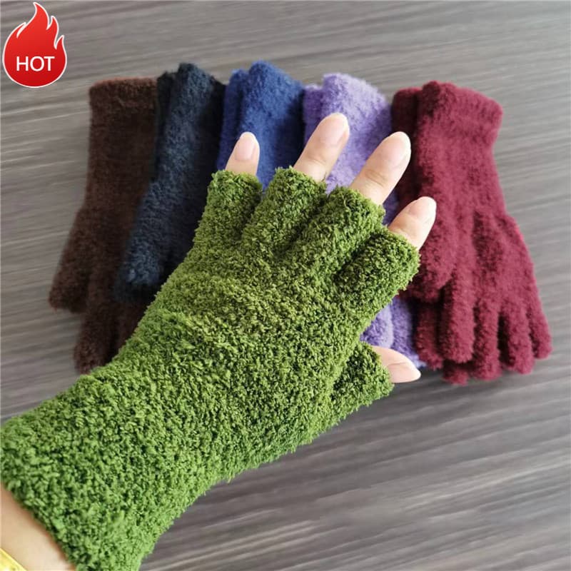 LA1N-Cor Sólida Pulso Alongado Moda Luvas De Dedo Aberto Outono E Inverno Longo Malha Quente Masculino Feminino Meio De