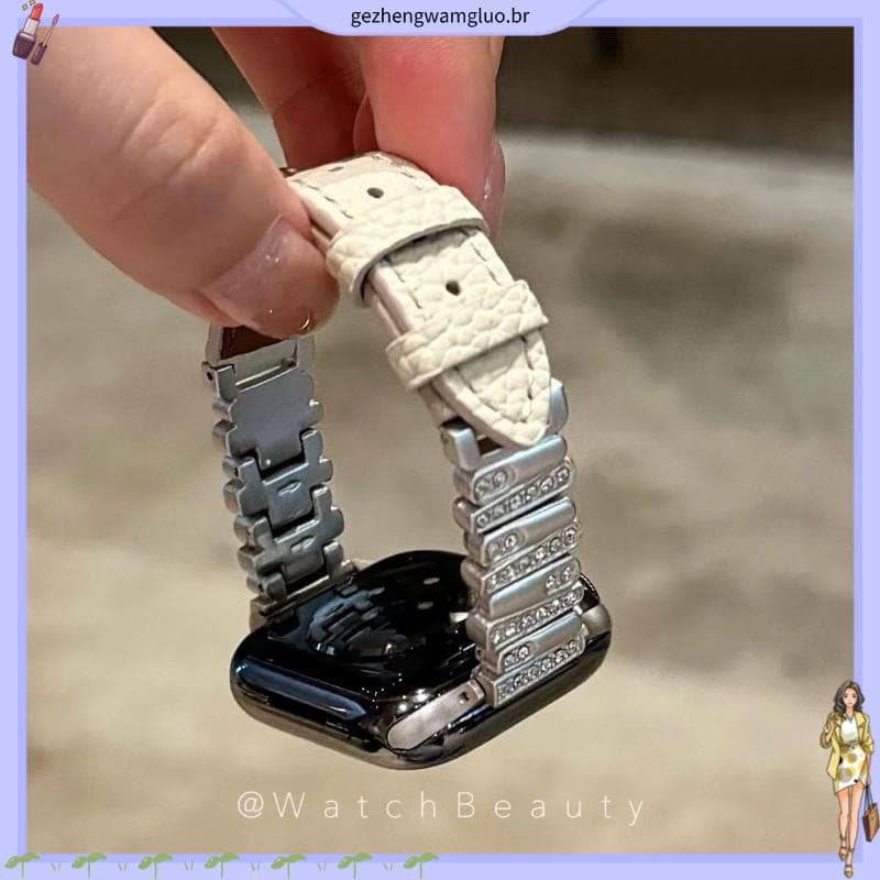 Loja venda quente Irregular diamante-cravejado adequado para Xiaomi 9Pro lichia padrão pulseira de relógio de couro 8/10