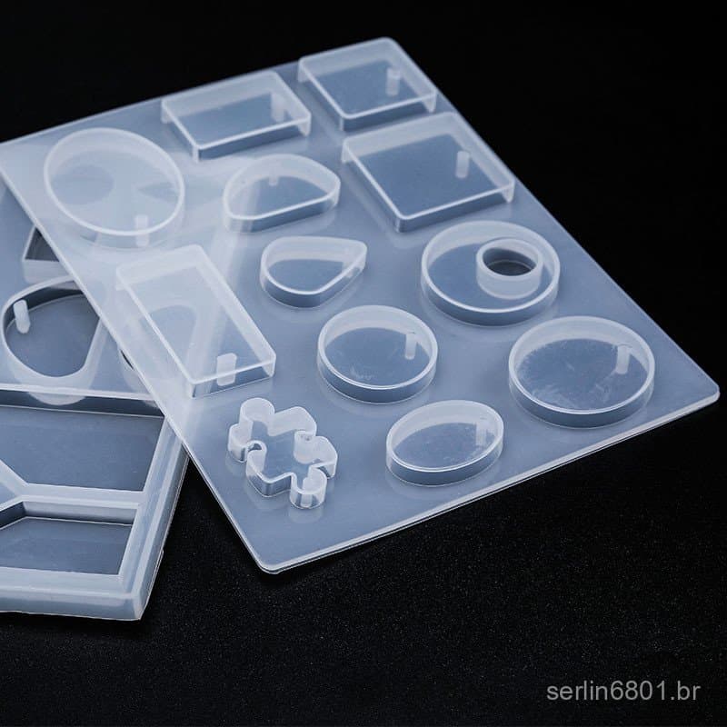 Molde de silicone para colar com furo quadrado, fita de silicone para quebra-cabeça, molde oval de silicone para joias d