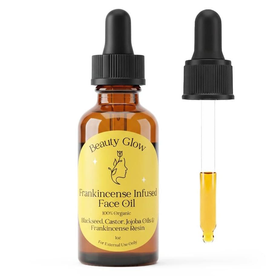 Óleos Orgânicos de Semente Preta, Rícino e Jojoba Infundidos com Resina de Olíbano para o Rosto, Hidratante Facial Anti-