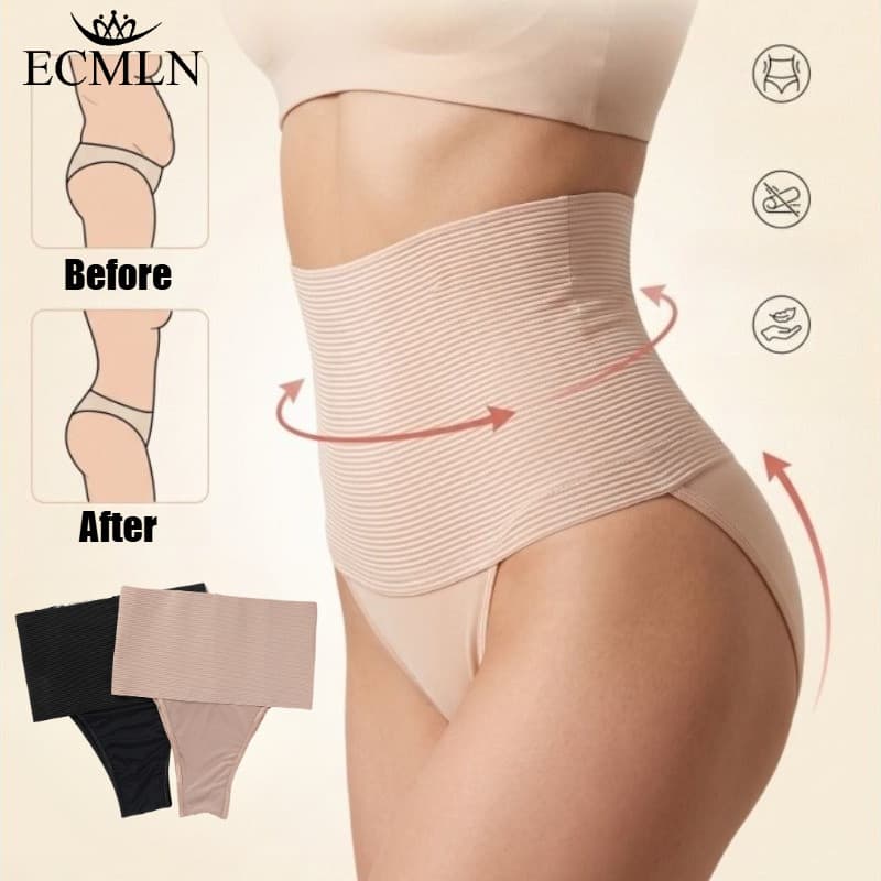ECMLN Cintura Alta Controle De Barriga Shapewear Calcinha Tanga Mulheres Slim Body Shaper Butt Lifter Sem Costura Stretc
