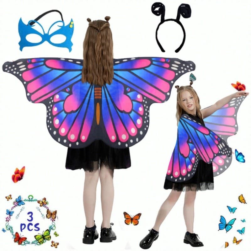 Capa de Halloween com decoração de borboleta pequena e alças elásticas para os pulsos.