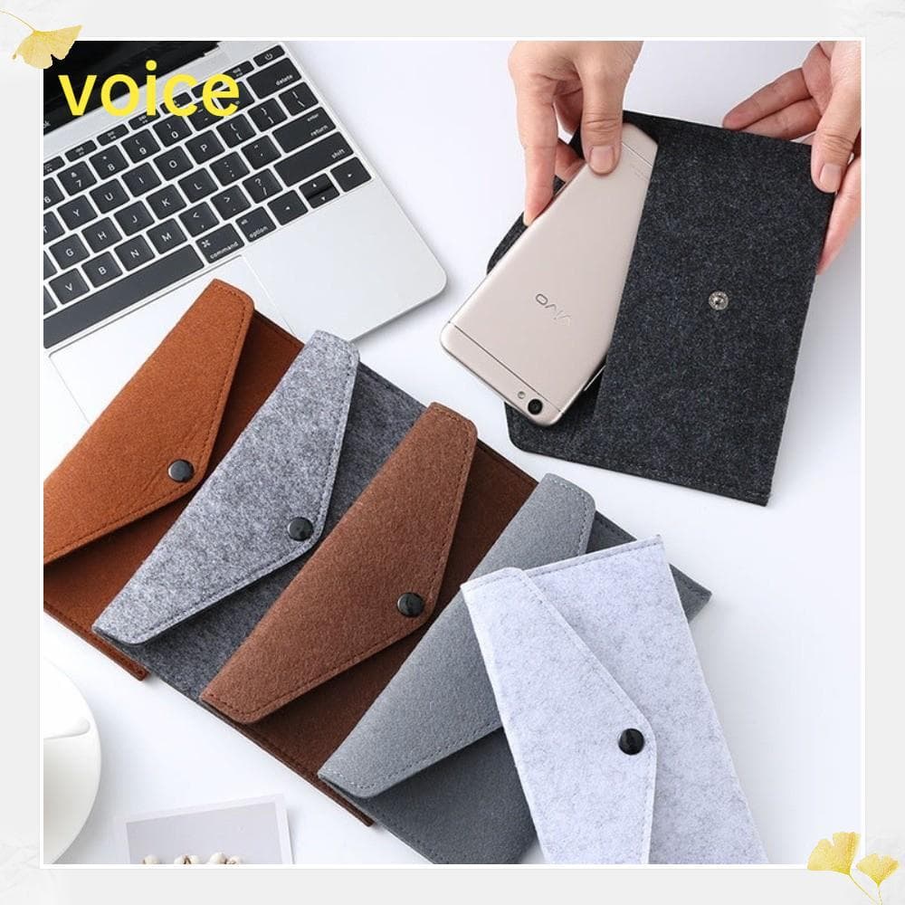 Bolso De Telefone De Feltro VOICE , Bolsa De Moedas Com Forro De PVC Compartimento De Contas , Porta-Cartão De Crédito L