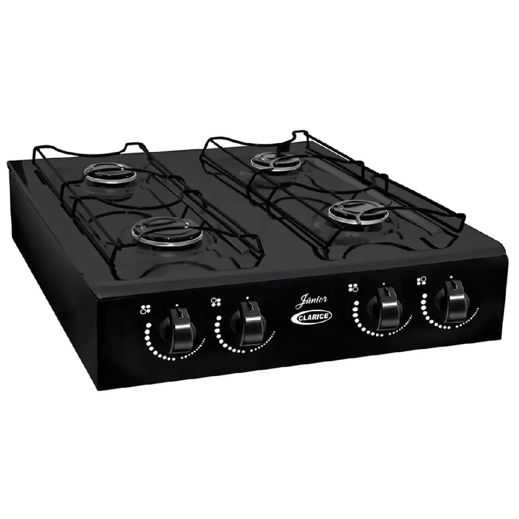 Fogão Portátil 4 Bocas Clarice Junior Preto GLP Acendimento Manual