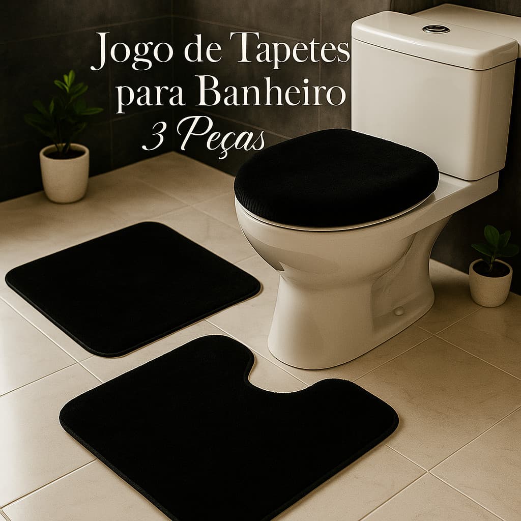 Jogos de Tapetes Banheiro Kit 3 Peças Algodão Pelúcia Macio Antiderrapante Vaso Tampa Saída Banho