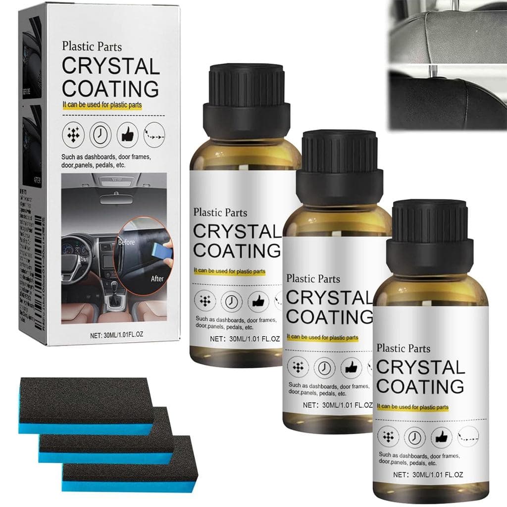 Revestimento de Cristal para Peças Plásticas de Carro, Agente Restaurador de Plástico com Esponja, Novo Revestimento de
