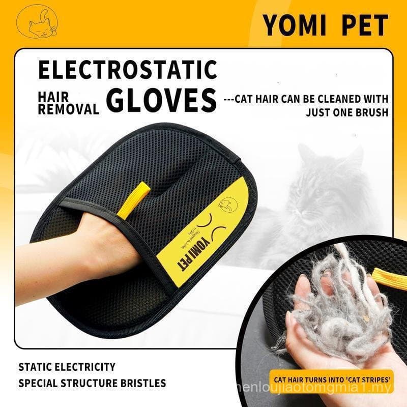Luva Eletrostática YOMI para Remoção de Pelos de Animais de Estimação, Escova de Uso Duplo, Coletor de Pelos de Gato e C