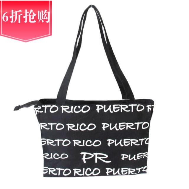20 % De Desconto Venda Quente Popular Pedido Exterior Preto Grosso Lona PR Casual Zíper Bolsa Ombro Tote Compras
