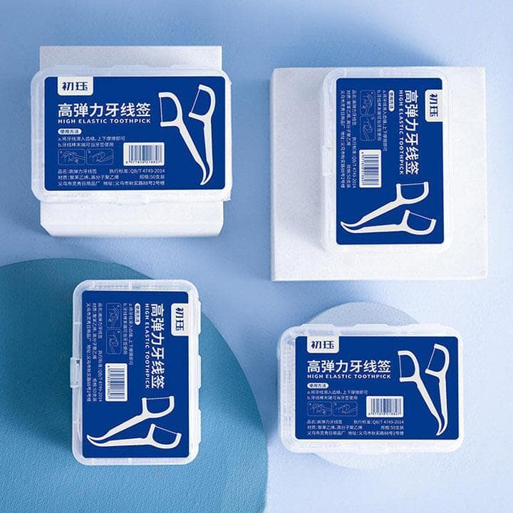 Primeira alta elasticidade fio dental escolhe uma caixa de 50 varas de fio dental superfino clássico seguro caixa de den