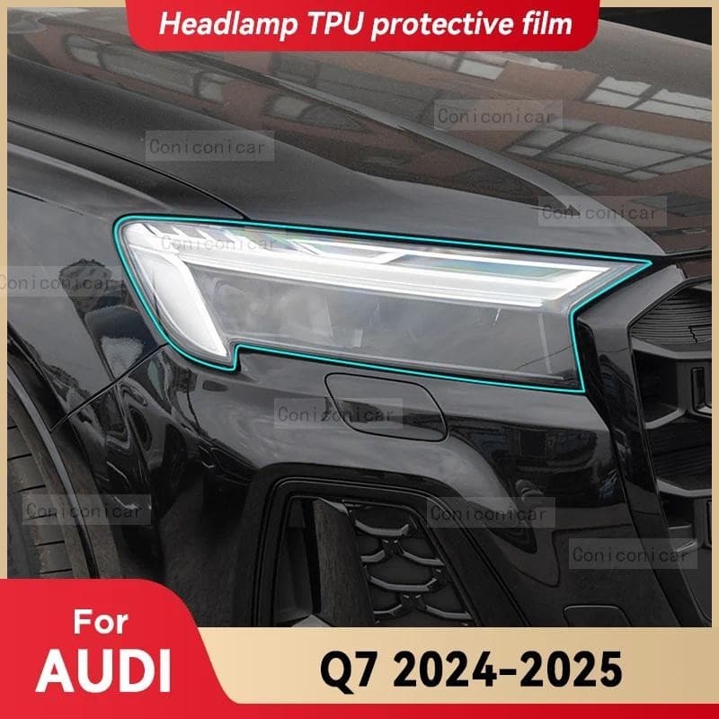 Para AUDI Q7 2024 2025 Farol De Carro Transparente TPU Capa Protetora Filme Luz Frontal Mudança De Cor Adesivo Acessório