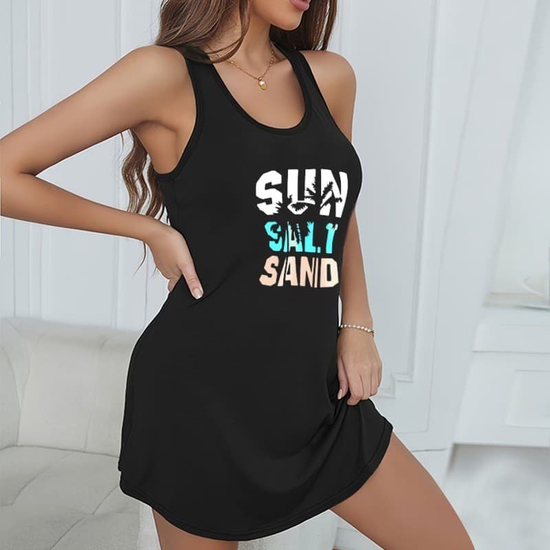Camisola regata com estampa de letras para mulheres