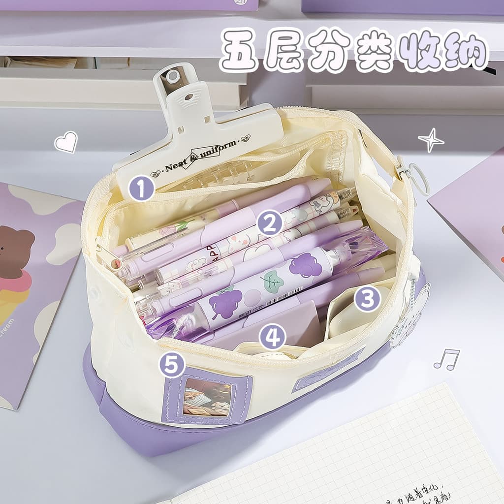 Estojo de lápis Chu Jian Pingchuang, bolsa triangular com design de cores contrastantes em estilo japonês, alta estética