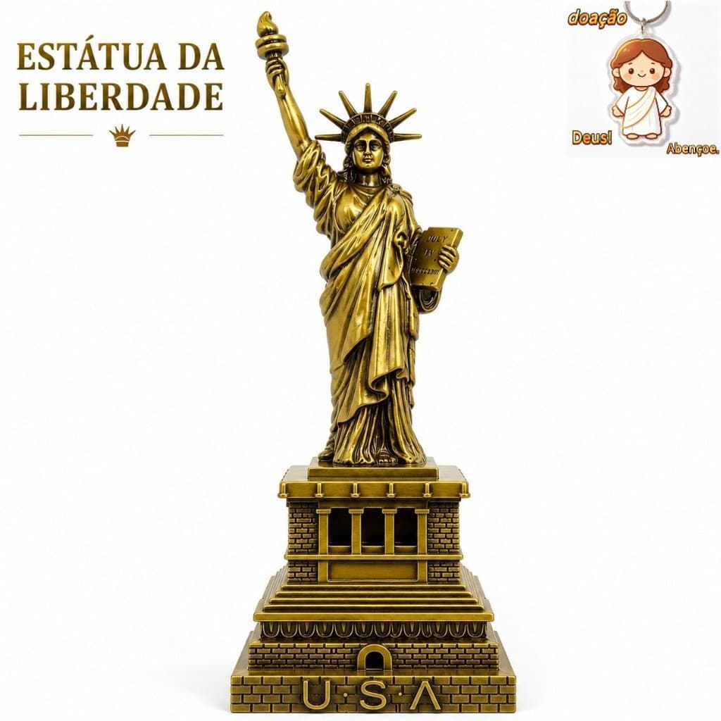 Enfeite Estátua Da Liberdade Metal Decorativa Para Casa Estante