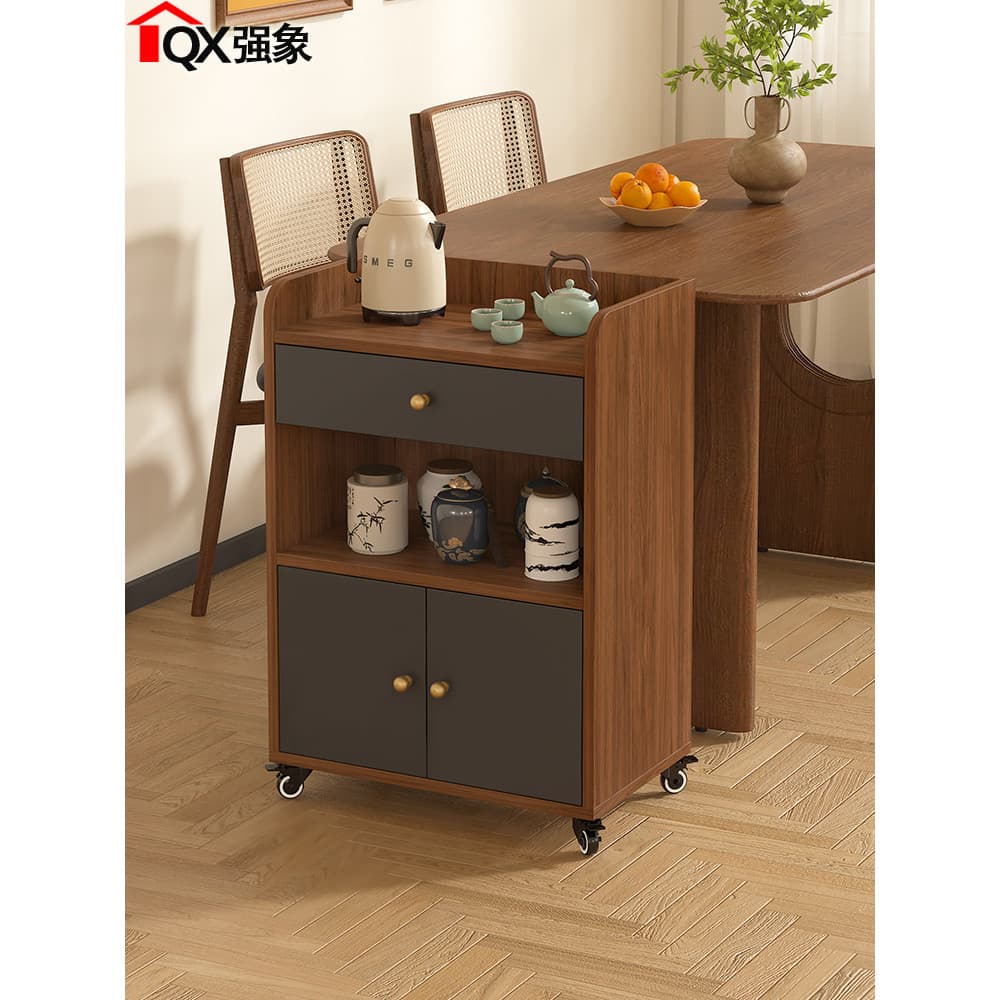 Mesa de chá de madeira maciça lateral armário de chá prateleira móvel mesa de chá escritório mesa de pequena casa J8