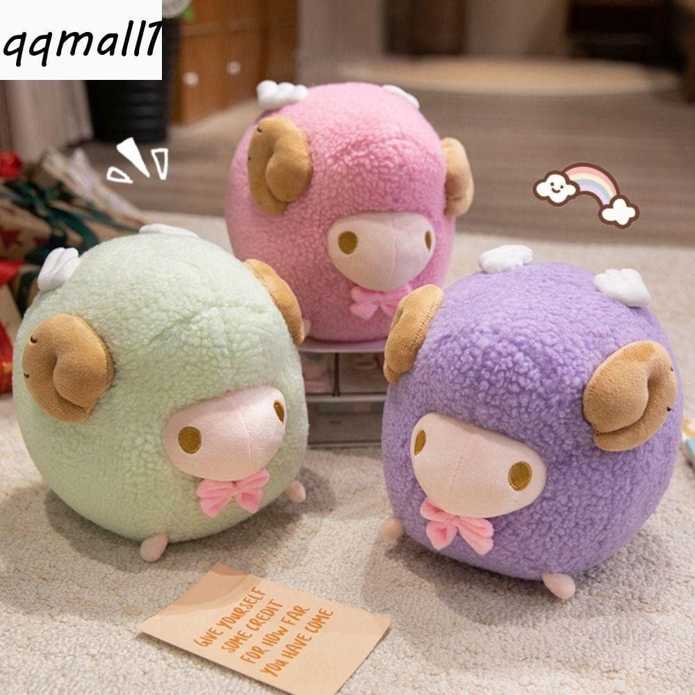 Brinquedo De Pelúcia De Cabra QQMALL1 Argali , Boneca Redonda De Ovelha Com Design Fofo , Travesseiro Em Formato Redondo