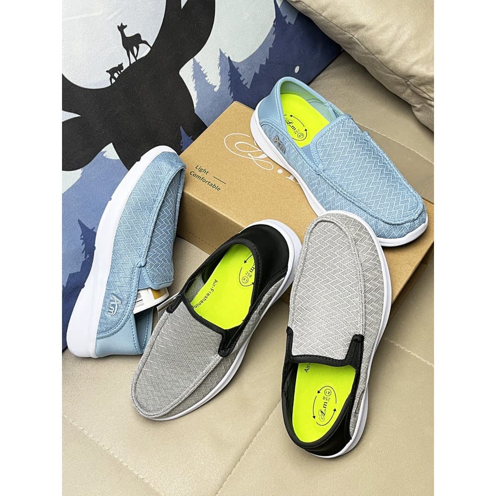 Casal masculino feminino mocassins deslizamento-On capa pé preguiçoso sapatos sola macia malha respirável leve baixo-Top
