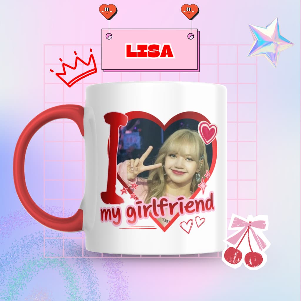Caneca Xicara Porcelana 325ml Blackpink Kpop KIdol Lisa Personalizada Presente Decoração Casa